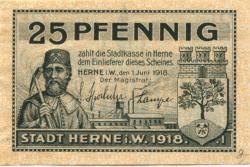 Herne - Stadt - 1.6.1918 - 25 Pfennig