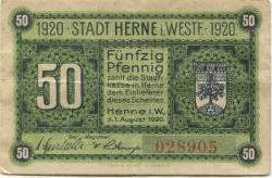 Herne - Stadt - 1.8.1920 - 50 Pfennig