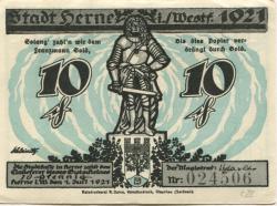 Herne - Stadt - 1.7.1921 - 10 Pfennig