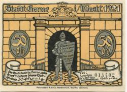 Herne - Stadt - 1.7.1921 - 50 Pfennig