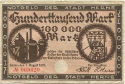 Herne - Stadt - 1.8.1923 - 100000 Mark