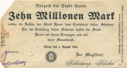 Herne - Stadt - 1.8.1923 - 10 Millionen Mark