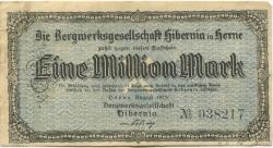 Herne - Bergwerksgesellschaft Hibernia - August 1923 - 1 Million Mark