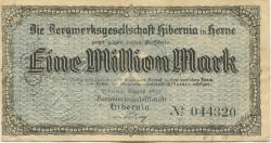 Herne - Bergwerksgesellschaft Hibernia - August 1923 - 1 Million Mark