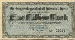 Herne - Bergwerksgesellschaft Hibernia - August 1923 - 1 Million Mark