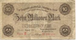 Herne - Bergwerksgesellschaft Hibernia - August 1923 - 10 Millionen Mark