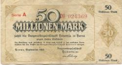 Herne - Bergwerksgesellschaft Hibernia - September 1923 - 50 Millionen Mark