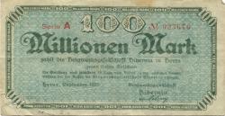 Herne - Bergwerksgesellschaft Hibernia - September 1923 - 100 Millionen Mark