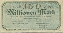Herne - Bergwerksgesellschaft Hibernia - September 1923 - 100 Millionen Mark