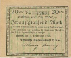 Herne - Vereinigte Kaufmannschaft - 1.9.1923 - 20000 Mark