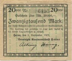 Herne - Vereinigte Kaufmannschaft - 1.9.1923 - 20000 Mark