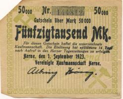 Herne - Vereinigte Kaufmannschaft - 1.9.1923 - 50000 Mark