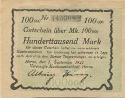 Herne - Vereinigte Kaufmannschaft - 1.9.1923 - 100000 Mark