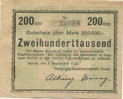Herne - Vereinigte Kaufmannschaft - 1.9.1923 - 200000 Mark