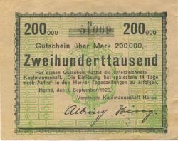 Herne - Vereinigte Kaufmannschaft - 1.9.1923 - 200000 Mark