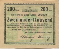 Herne - Vereinigte Kaufmannschaft - 1.9.1923 - 200000 Mark