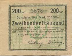Herne - Vereinigte Kaufmannschaft - 1.9.1923 - 200000 Mark