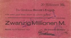 Herold (heute: Thum) - Girokasse - 20.9.1923 - 20 Millionen Mark