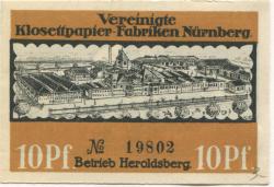 Heroldsberg - Vereinigte Klosettpapier-Fabriken Nürnberg, Betrieb Heroldsberg - -- - 10 Pfennig