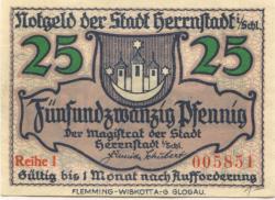 Herrnstadt (heute: PL-Wasosz) - Stadt - -- - 25 Pfennig