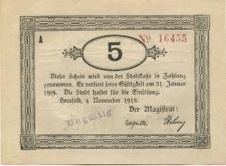 Hersfeld - Stadt - 4.11.1918 - 31.1.1919 - 5 Mark