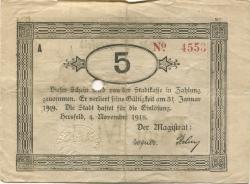 Hersfeld - Stadt - 4.11.1918 - 31.1.1919 - 5 Mark