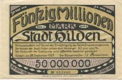 Hilden - Stadt - 28.9.1923 - 50 Millionen Mark