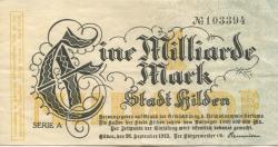 Hilden - Stadt - 28.9.1923 - 1.4.1924 - 1 Milliarde Mark