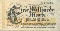Hilden - Stadt - 28.9.1923 - 1.4.1924 - 1 Milliarde Mark