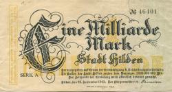 Hilden - Stadt - 28.9.1923 - 1.4.1924 - 1 Milliarde Mark