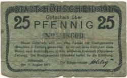 Höhscheid (heute: Solingen) - Stadt - 11.8.1917 - 25 Pfennig