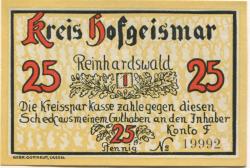 Hofgeismar - Kreis - -- - 25 Pfennig