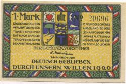 Holnis (heute: Glücksburg) - Gemeinde - 14.3.1920 - 1 Mark