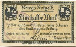 Horst - Sparkasse der Gemeinde - 1.5.1917 - 1/2 Mark