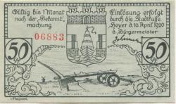 Hoyer (heute: DK-Hojer Sogn) - Gemeinde - 10.4.1920 - 50 Pfennig