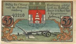 Hoyer (heute: DK-Hojer Sogn) - Gemeinde - 10.4.1920 - 50 Pfennig