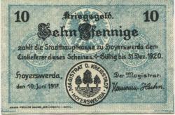 Hoyerswerda - Stadt - 10.6.1917 - 31.12.1920 - 10 Pfennig