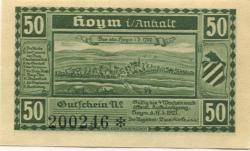 Hoym (heute: Seeland) - Stadt - 17.5.1921 - 50 Pfennig