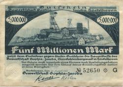 Hückelhoven - Gewerkschaft Sophia Jacoba, Steinkohlenbergwerk - 31.8.1923 - 5 Millionen Mark