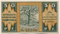 Husbyholz (heute: Husby) - Gemeinde - 1.7.1921 - 31.12.1921 - 50 Pfennig