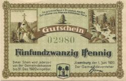 Ilsenburg - Gemeinde - 1.6.1920 - 31.12.1920 - 25 Pfennig 