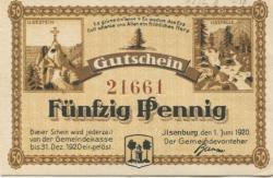 Ilsenburg - Gemeinde - 1.6.1920 - 31.12.1920 - 50 Pfennig 
