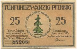 Ilsenburg - Gemeinde - 1.11.1920 - 31.12.1921 - 25 Pfennig 