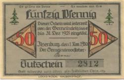 Ilsenburg - Gemeinde - 1.11.1920 - 31.12.1921 - 50 Pfennig 