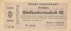 Ingolstadt - Stadt - 16.8.1923 - 1.10.1923 - 500000 Mark 