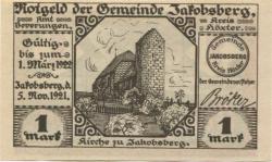 Jakobsberg (heute: Beverungen) - Gemeinde - 5.11.1921 - 1.3.1922 - 1 Mark 