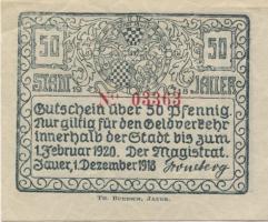 Jauer (heute: PL-Jawor) - Stadt - 1.12.1918 - 1.2.1920 - 50 Pfennig 