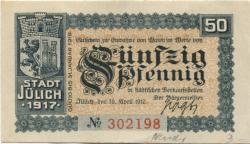 Jülich -Stadt - 16.4.1917 - 31.1.1919 - 50 Pfennig