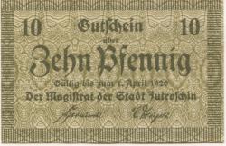 Jutroschin (heute: PL-Jutrosin) - Stadt - - 1.4.1920 - 10 Pfennig 