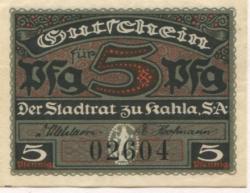 Kahla - Stadt - 1920 - 5 Pfennig 